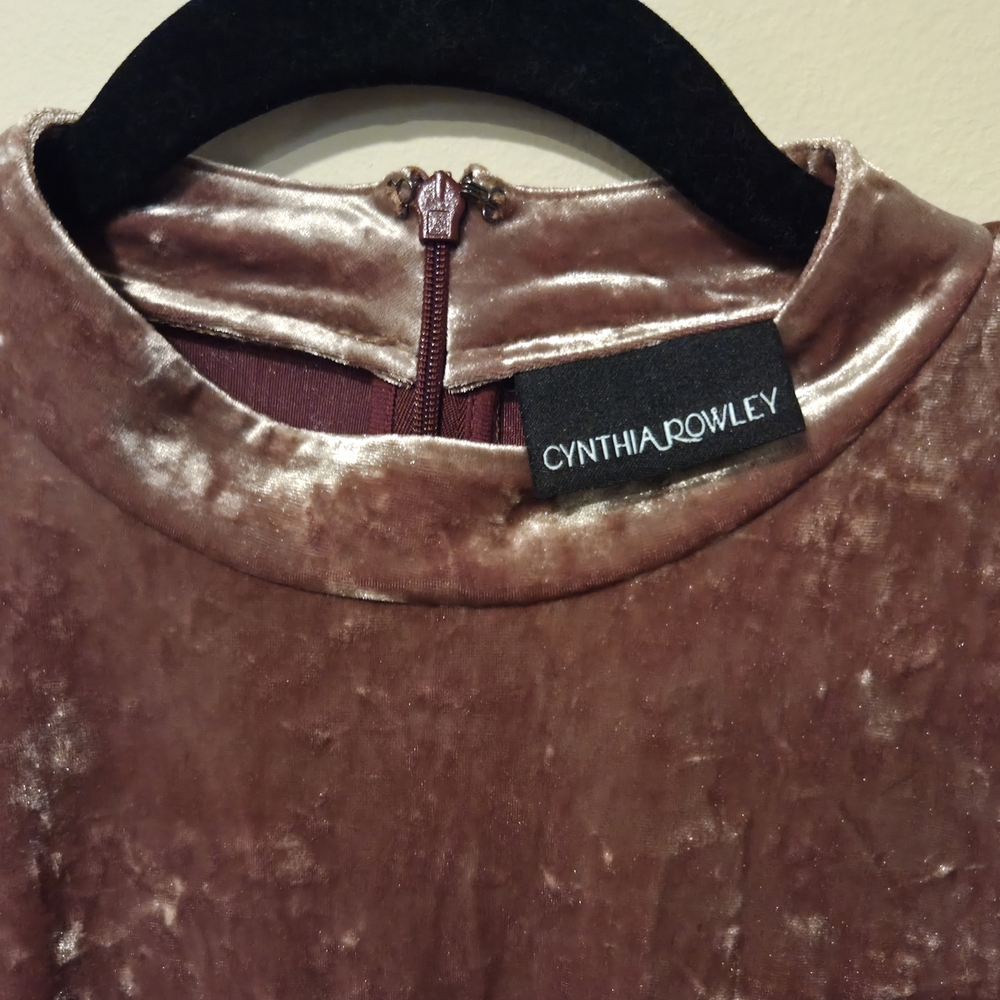 Cynthia Rowley Brown Sleeveless Crushed Velvet Dress in Warm Brown Size Medium - Picture 2 of 5